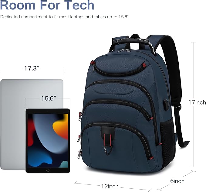 Boavan Laptop Backpack for men, 15.6 inch Laptop Bag with USB Port, Waterproof Travel Work Backpack Purse, Anti-Theft Teacher Nurse Doctor Casual Bookbags Office Business backpack，Classic Navy