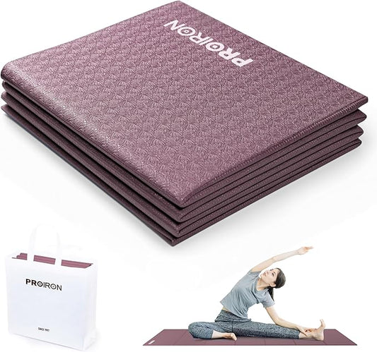 PROIRON Foldable Yoga Mat 0.24"/0.16" for Home Workout & Travel, Non Slip Travel Yoga Mats with Carry Bag, Packable Yoga Mat for Home Gym, Pilates, Fitness,Stretching