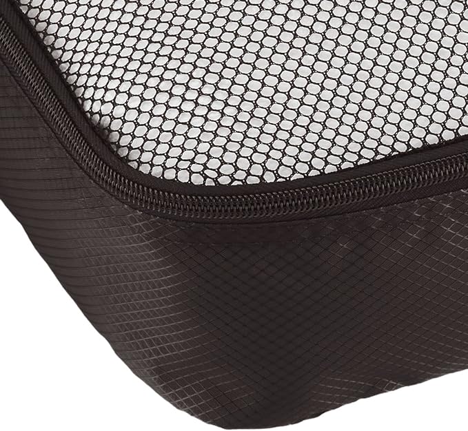 Amazon Essentials 4-Piece Packing Cubes Travel Accessories Set, Luggage Organizer with Double Zipper, Mesh Top, 100% Polyester, 2 Medium/2 Large, Black (Previously Amazon Basics)