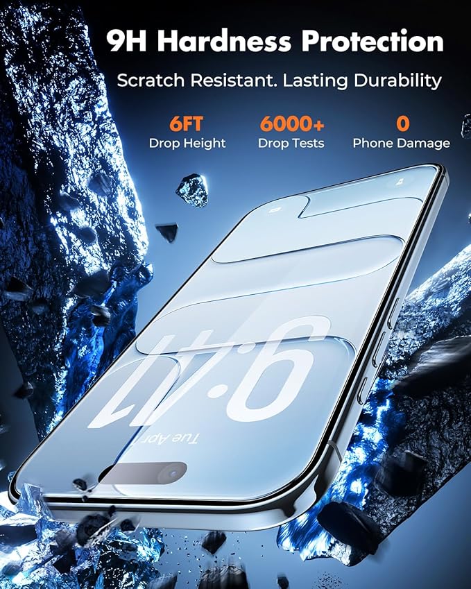 UNBREAKcable 3-Pack Screen Protector for iPhone Air, Double Shatterproof Tempered Glass [Easy Installation Frame] [9H Hardness] [99.99% HD Clear] [Case Friendly] for iPhone 6.5 inch