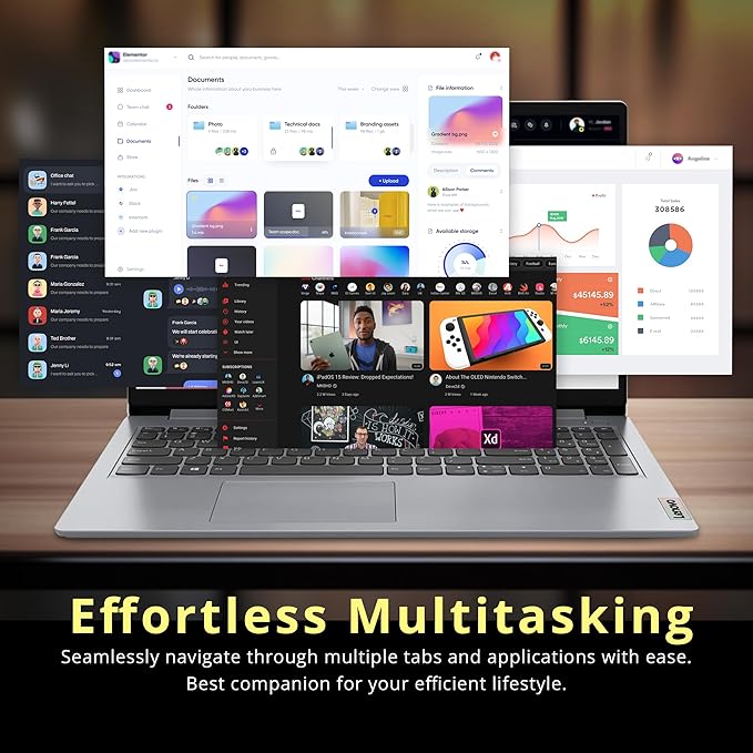 Lenovo Ideapad 1 15.6" HD Anti-Glare Laptop, Intel Celeron N4500, 12GB RAM, 416GB Storage(256GB SSD+160GB Docking Station Set), Intel UHD Graphics, Num Pad, Webcam, Win 11s, Grey