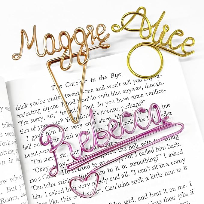 Personalized Wire Bookmark Custom Name Planner Marker 12 Colors Paper Clip Gifts for Book Lovers Bookworm Reader