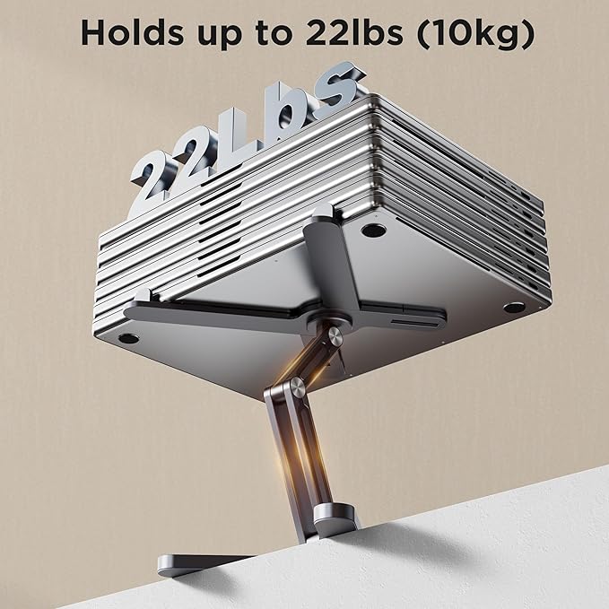 FoldWise X Premium Laptop Stand for Desk - 100% Aluminum, Portable & 360° Rotating - Adjustable Height & Angles Laptop Riser - Sturdy & Foldable MacBook Stand Compatible with All 11-18” Devices