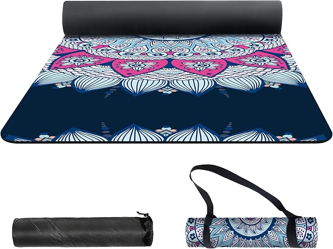 nuveti Yoga Mat Print Extra Thick TPE Non Slip Fitness Exercise Mat with Carrying Bag,72"x24" Extra Thick 6MM Exercise & Workout Mat for Yoga, Pilates Fitness and Floor Exercises