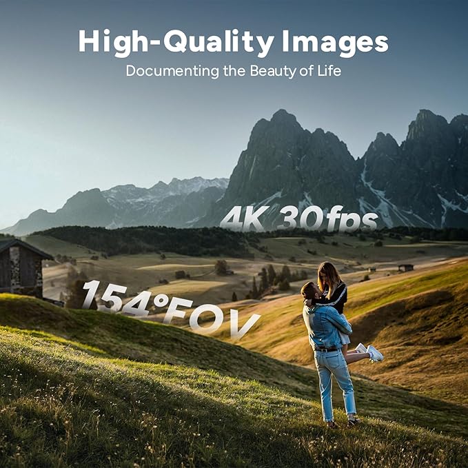 SJCAM C300 Vlogging Combo,4K Pocket Action Camera,7H Power,6-Axis Stabilization,Dual-Touch Screen 154° Wide FOV Video Camera for Photography Camcorders,Travel,Waterproof,Live Streaming,64G Card