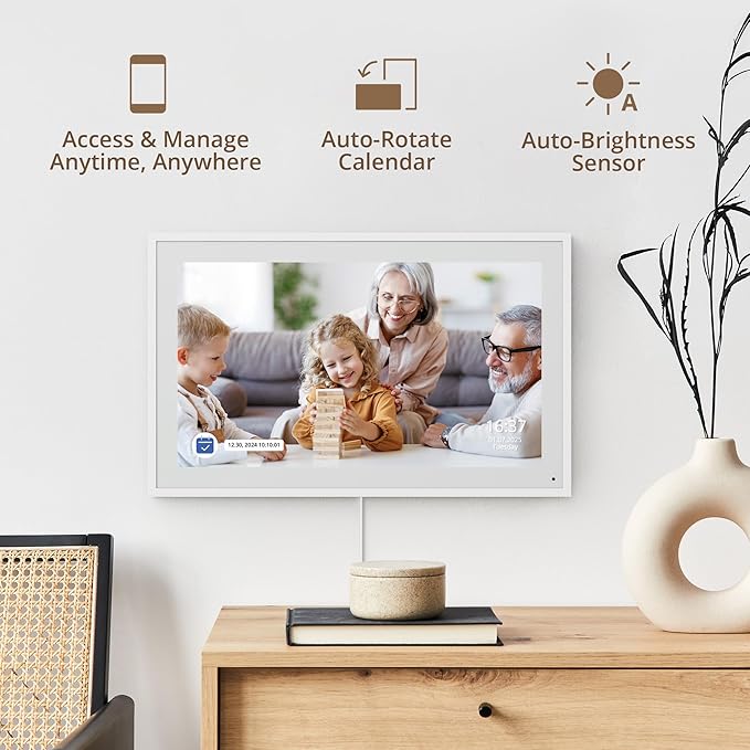 Dragon Touch 15.6" Digital Calendar Chore Chart – 1080P Full HD Interactive Touchscreen, Smart Family Planner, Hearth Display Digital Calendar Wall & Desk Mountable for Seamless Scheduling