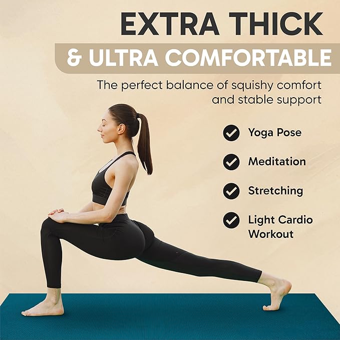 Gorilla Mats Premium Extra Large Yoga Mat – 9' x 6' x 8mm Extra Thick & Ultra Comfortable, Non-Slip Barefoot Exercise Mat – Works Great on Any Floor for Stretching, Cardio or Home Workouts