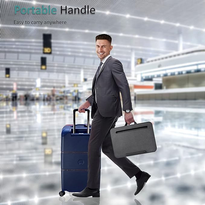 Istudyniture Lap Desk | Portable Laptop Desk & Stand – Fits Up to 15.6 inch – Washable Cushion, Built-in Phone Holder – for Bed, Couch, Sofa, Floor – Writing, Reading, Home Office – Small, Black