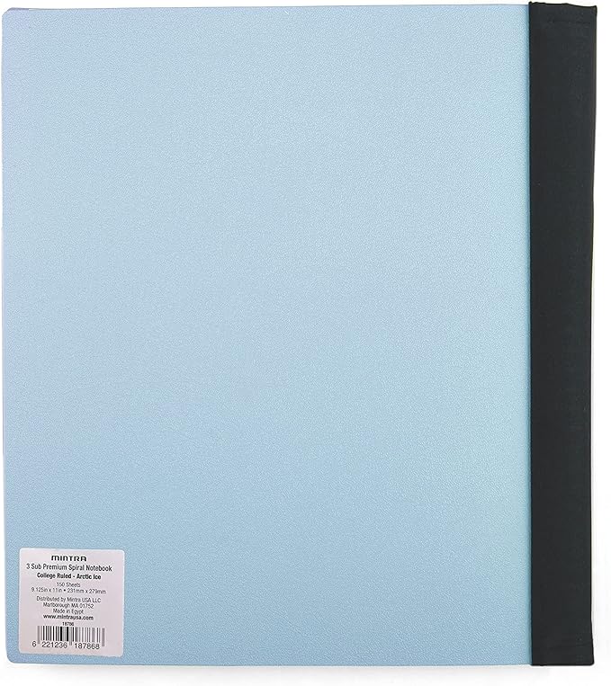 Mintra Office Durable PREMIUM Spiral Notebook (Arctic Ice, 3 Subject (8.5in x 11in))