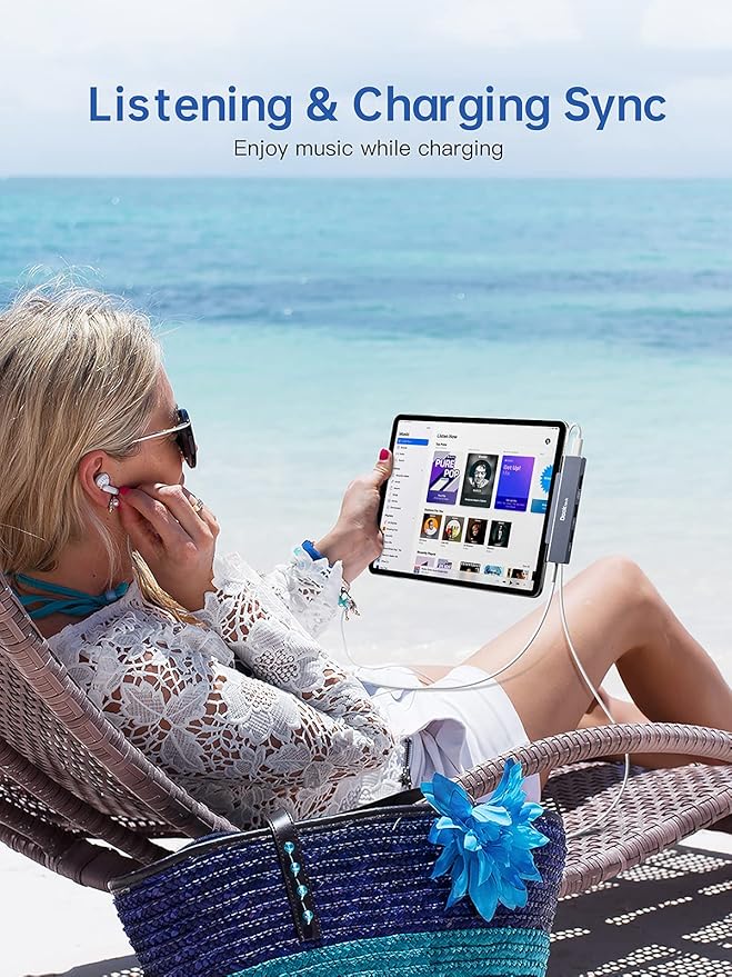 iPad Pro USB C Hub Multiport Adapter - Dockteck USBC Hub 5 in 1 with 100W PD, 4K 60Hz HDMI, Audio, USB 3.0, USB C Dock with Magnetic Grip for iPad Pro 12.9 2021 2020 2018, iPad Air, iPad mini 6