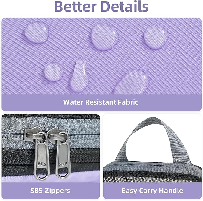 BAGAIL 4 Set/6 Set/8 Set Compression Packing Cubes Travel Accessories Expandable Packing Organizers (Half Mesh, 6-Lavender)