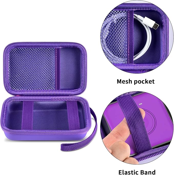 Travel Case for UCOMX for Nano/for Iseyyox/for LISEN/for RTOPS 3 in 1 Wireless Charger, Foldable Magnetic Charging Station Storage Holder Bag for Fast Charge Pad Cable and Adapter, Purple-Box Only