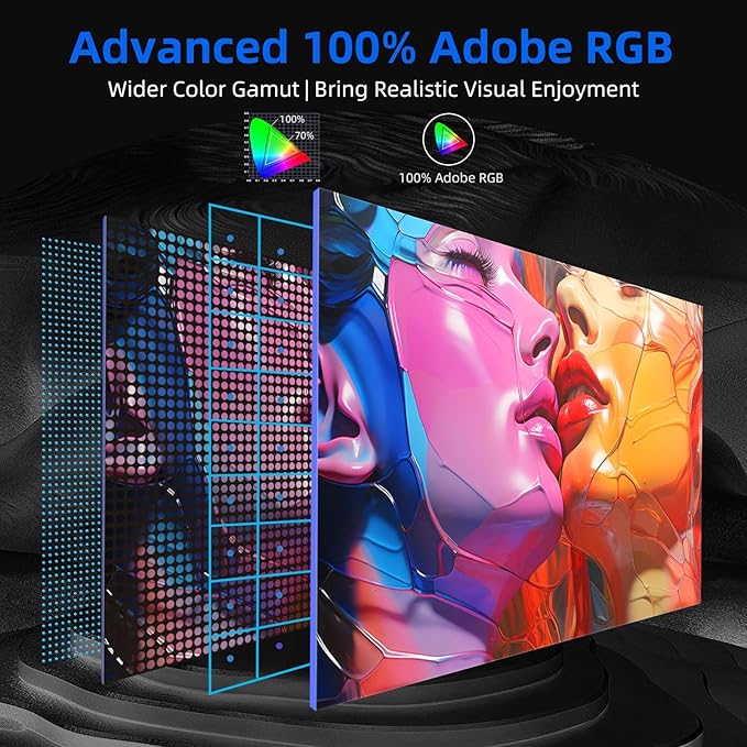 UPERFECT Portable Monitor 4K, 15.6'' Silvery 3840x2160 UHD HDR USB-C Monitor, 100% AdobeRGB, 400cd/㎡Brightness, IPS FreeSync Speaker Travel Extra Screen for Laptop, Type-C HDMI, VESA & Smart Case