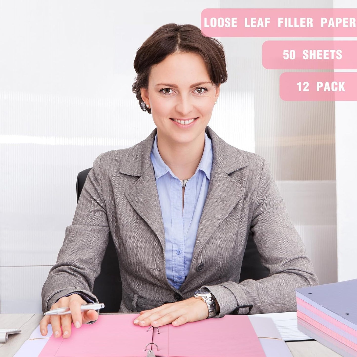 PerKoop 600 Sheets Colored Loose Leaf Paper 8.5" x 11" college ruled Lined 3 Hole Punched notebook Filler Paper for 3 Ring Binders Office School Supplies (Fantasy Color)