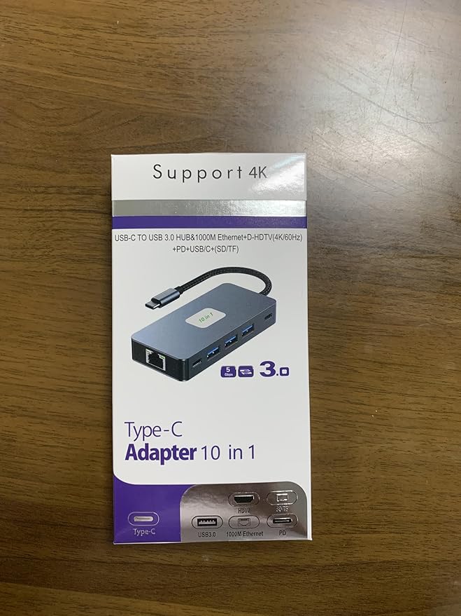 USB C to Dual Monitor DockingStation, USB C to Dual HDMI(4K@60Hz) Multiport Adapter, Thunderbolt 3 Hub (10 in 1 2HDMI 4K60Hz+ RJ45)