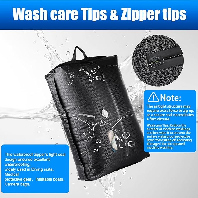 Vacuum Travel Bags with Pump Wireless, Reusable Compression Bags for Travel, Double Layer Travel Vacuum Bags for Luggage with IP67 Waterproof, Vacuum Seal bags for Clothing travel, 45L, 1PC+Pump