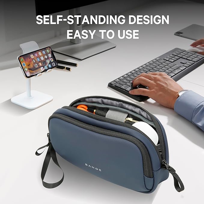 BANGE Cable Organizer Pouch， Travel Water Resistant Tech Accessories Bag Carry Storage，Electronic Organizer Accessory Case for Charger, Cables, Power Bank