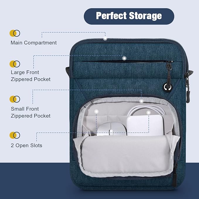 MoKo 12.9 Inch Tablet Sleeve Bag, Fits 13 Inch New iPad Pro M4 & Air M2 2024, iPad Pro 12.9 inch M2&M1, Galaxy Tab S9/S8 Plus 12.4", Multifunctional Bag with Shoulder and Headphone Port, Indigo