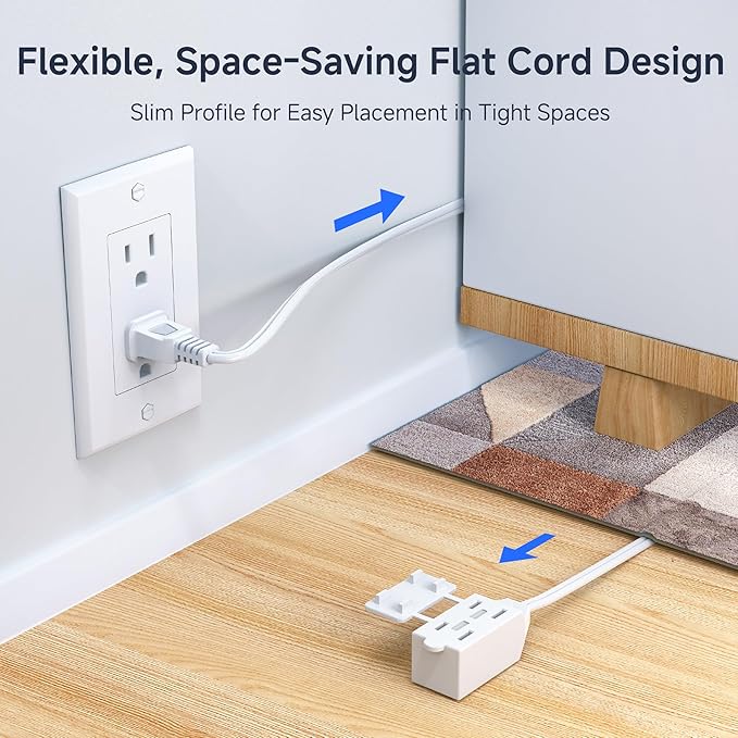 [UL Listed] Cable Matters 2-Pack 16 AWG 2 Prong Long Extension Cord 15 ft, 13A 3-Outlet Extension Cords with Tamper Guard, 13 Amp, 1625 Watts, White