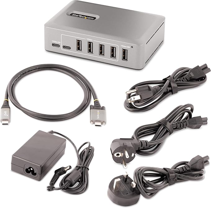 StarTech.com 10-Port USB-C Hub - 8X USB-A/2x USB-C - Self-Powered w/65W Power Supply - USB 3.1 10Gbps - Desktop/Laptop USB Hub w/USB-IF Certified 3ft Locking Cable, USB C Splitter, TAA