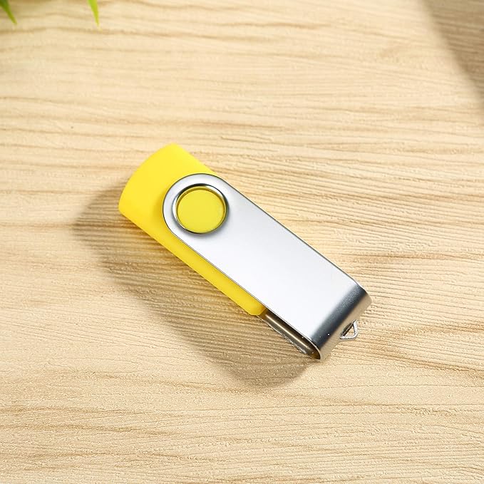 10pcs 4GB USB Flash Drives USB 2.0 Thumb Drive Bulk Swivel Memory Stick 4 GB Fold Storage Jump Drive Zip Drive, 10 Pack Yellow