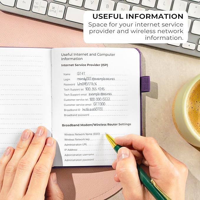 Clever Fox Password Book with alphabetical tabs. Internet Address Organizer Logbook. Small Pocket Password Keeper for Website Logins (Purple)