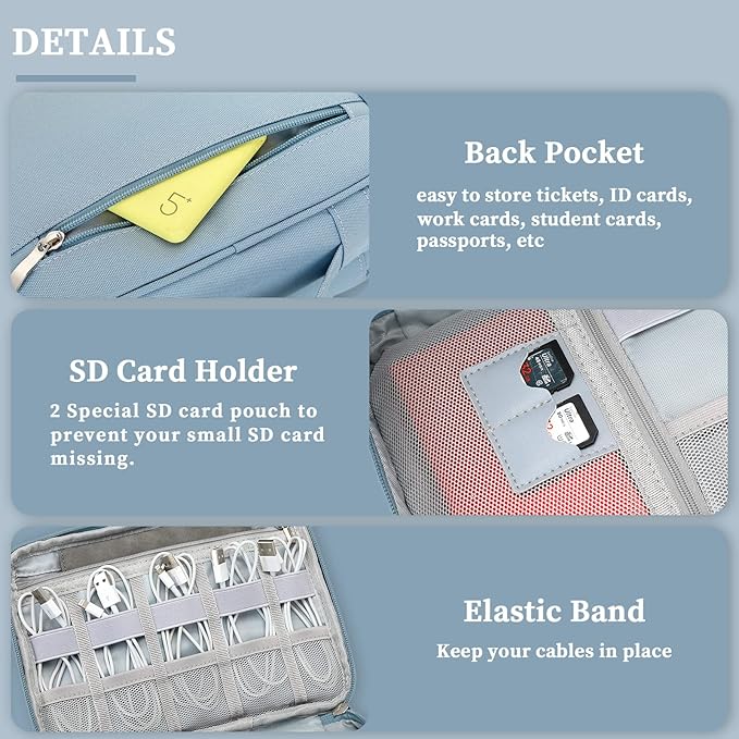 Lanola Electronic Organizer Travel Double Layer Cable Organizer Bag,Accessory Bag for Hard Drives,Cables,USB,SD Card,Memory Cards,Flash Drive,etc. - Red