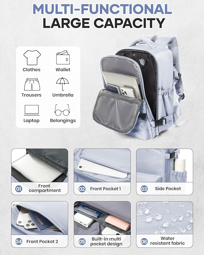 Vacuum Travel Backpack with Pump for Women,Personal Item Carry on Backpacks Flight Approved 18x14x8 inches for Men,Laptop Waterproof Work Compression bags Casual Daypack Grey.