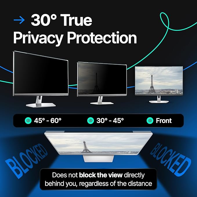 Universal Acrylic 19, 19.5 Inch Computer Privacy Screen Filter for Widescreen Computer Monitors - 17.3" x 11.4" (440 x 290mm) - Monitor Frame Hanging Type