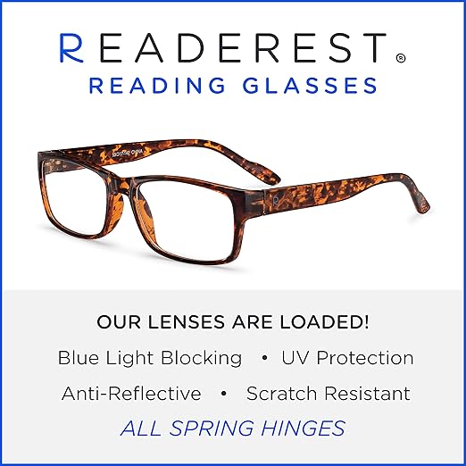 Readerest Blue Light Blocking Glasses – Computer Eyewear, UV Protection, Eye Strain & Glare Reduction, Lightweight Frame