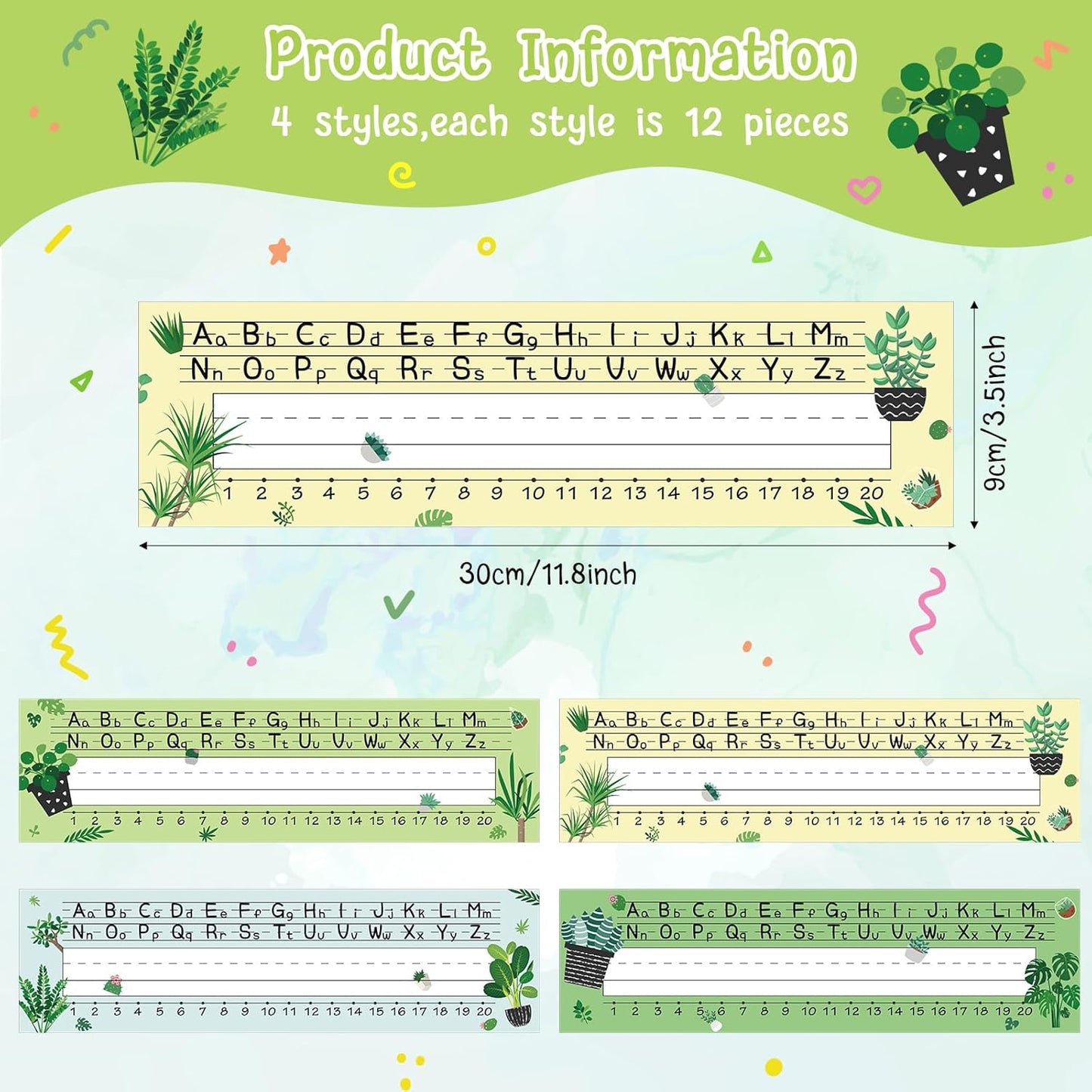 Outus 48 Pcs Cactus Name Tags Label Cactus Cutouts Nameplate for Classroom School Name Tags for Desk Decor for Kids Preschool Bulletin Board(Greenery)