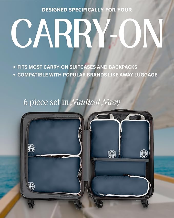 Compression Packing Cubes Set for Travel - Lightweight, Durable Clothes Organizer for Carry-On Luggage and Suitcases by TRIPPED Travel Gear