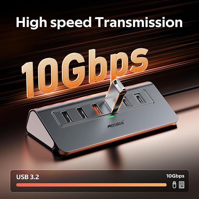 USB C Hub Ethernet,10-in-1 USB C Docking Station with 4K@6Hz HDMI,1Gbps Ethernet, PD 100W,Type C & 2 USB A 3.2 10Gbps, 2 USB A 2.0, SD/TF, Aluminum USB Hub for Laptop,PC, iPhone 16/15,Mac