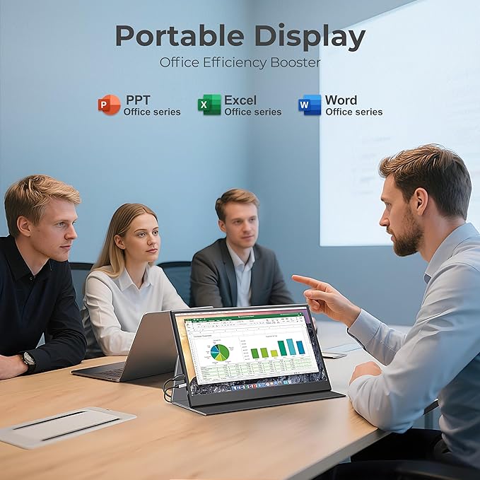 15.6" FHD 1080P Portable Monitor with Case, Ultra-Slim USB-C/HDMI Second Display for Laptop MacBook PC Phone Xbox PS5 Switch - IPS, Eye Care, Plug and Play