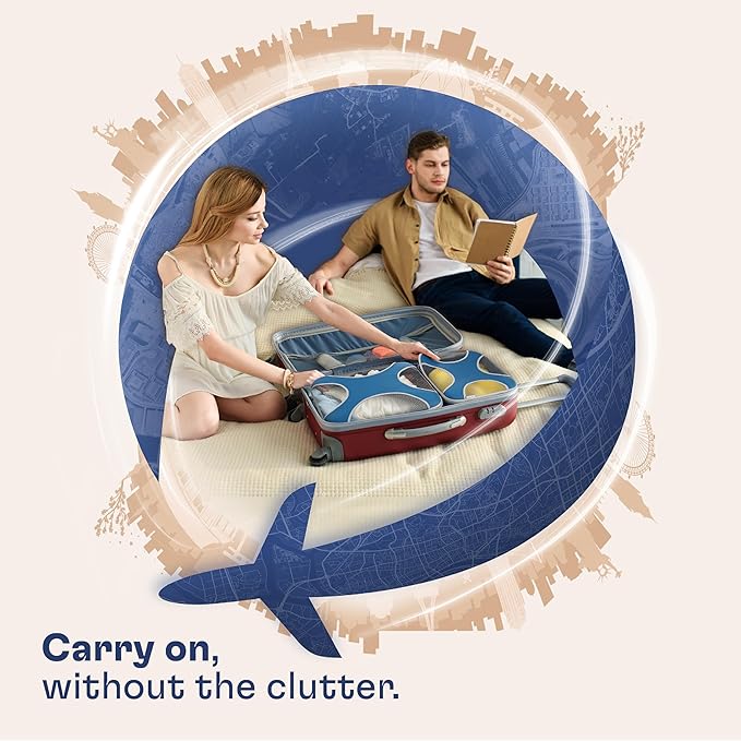 Shacke Premium 5 Packing Cubes Set - Lightweight Mesh Travel Luggage Organizers with Laundry Bag, 5-Piece Suitcase Storage System (Navy)