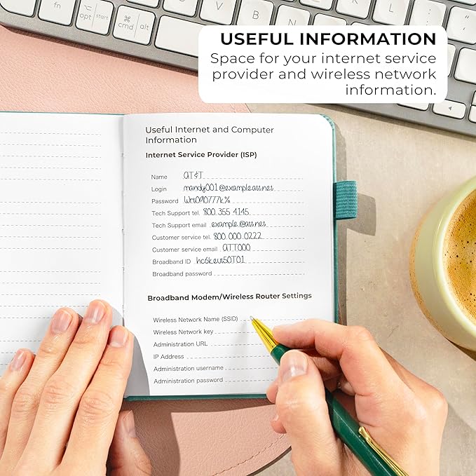 Clever Fox Password Book with alphabetical tabs. Internet Address Organizer Logbook. Small Pocket Password Keeper for Website Logins (Turquoise)