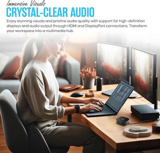 HP Docking Station for Laptop Dual Monitor and Charging - 5TW10AA / 5TW10UT / 5TW10AA#ABB USB-C G5 Dock with 120W + HDMI Cable + DisplayPort Cable (Renewed)