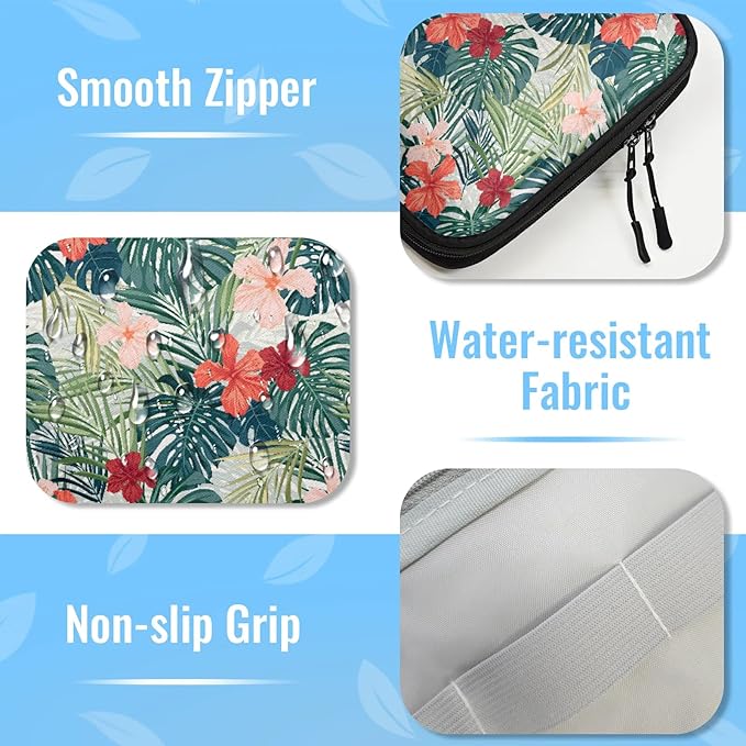 Tropical Flowers Electronics Travel Organizer Case, Tech Accessories Cable Storage Bag for Cords, Charger, Phone, Hard Drive