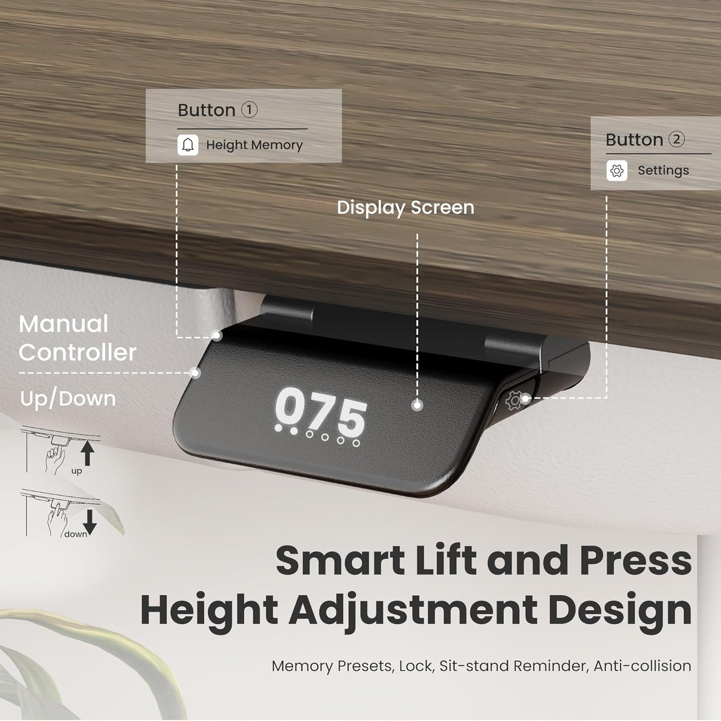 COLAMY Electric Adjustable Standing Desk – 48 x 28 Inch Sit Stand Desk with Drawer & Cable Management, Dual Motor Lift System, Ergonomic Footrest, Home Office Table (Veneer Desktop, Walnut + White)