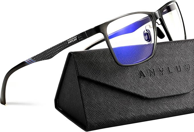 ANYLUV Blue Light Glasses Men, Relieve Eyestrain and Eye Protection, Al-Mg Metal Computer Blue Light Blocking Glasses