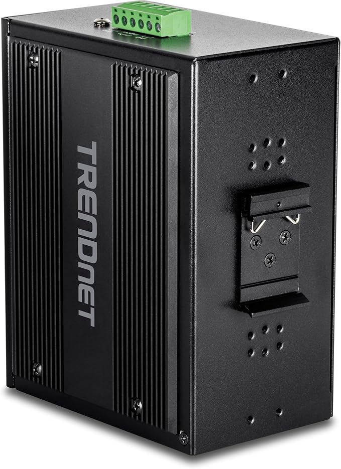 TRENDnet 26-Port Hardened Industrial Unmanaged Gigabit DIN-Rail Switch, TI-PG262, 16 x Gigabit PoE+ Ports, 8 x Gigabit RJ-45 Ports, 2 x SFP Ports, IP30, Lifetime Protection, Black