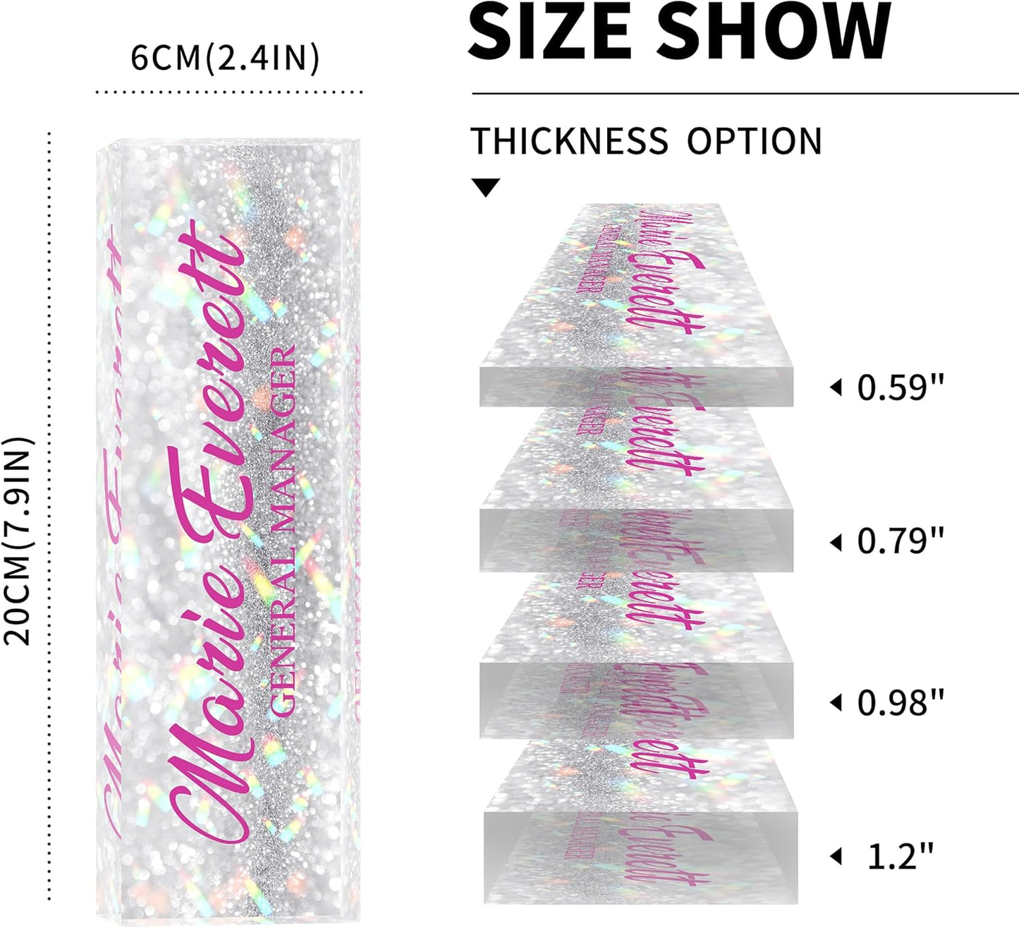 Custom Name Plate for Desk | Personalized Desk Name Plate | Personalized Boss Employee Appreciation Gifts | Acrylic Name Plate Office Desk Accessories (A-Silver Colored Crystal)