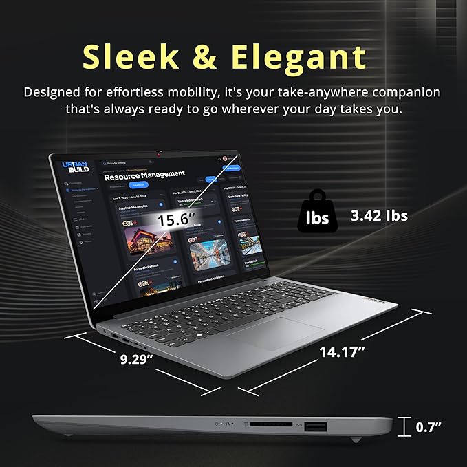 Lenovo Ideapad 1 15.6" HD Anti-Glare Laptop, Intel Celeron N4500, 8GB RAM, 416GB Storage(256GB SSD+160GB Docking Station Set), Intel UHD Graphics, Num Pad, Webcam, Win 11s, Grey