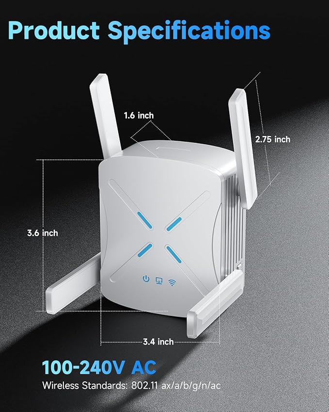 2026 WiFi Extender Signal Booster, New Gen Wi-Fi 6 Repeater, Long Range up to 12,000 sq.ft for Home, Dual-Band Internet Extender WiFi Booster w/Gigabit Ethernet Port, Easy Setup, EasyMesh Compatible