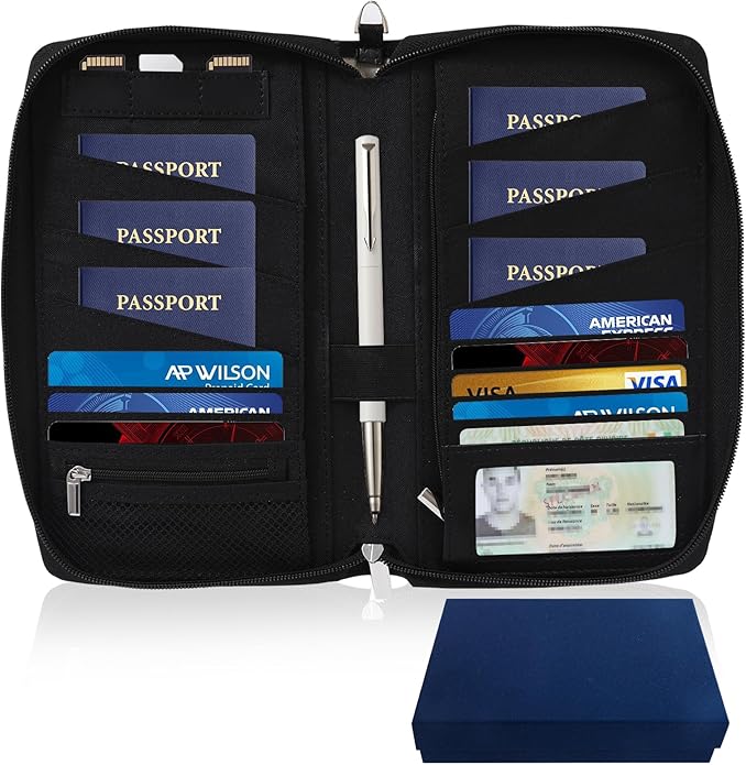 Leather Passport Holder Family, RFID Blocking Passport Wallet, Travel Essentials Premium Wallets