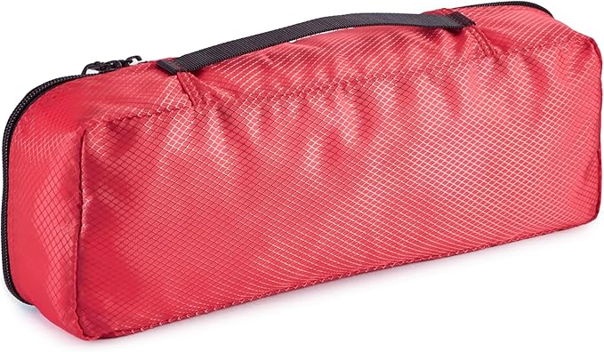 Amazon Essentials 4-Piece Packing Cubes Travel Accessories Set, Luggage Organizer with Double Zipper, Mesh Top, 100% Polyester, Slim, Red (Previously Amazon Basics)