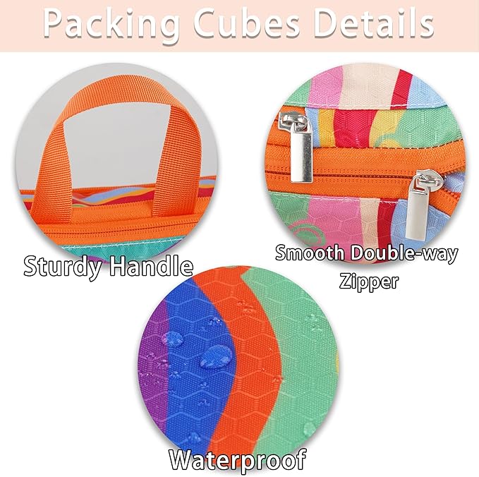 8 Pcs Compression Packing Cubes Travel for Suitcases, Waterproof Luggage Organizer Washable Storage Bags Set for Backpack Travel- Packaging Cubes for Carry-Ons and Storage