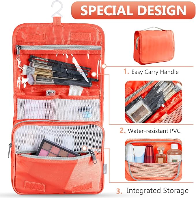 8 Set Packing Cubes for Travel, Gifts for Women Mom,Anti-Tearing Suitcase Organizer for Luggage with Shoe & Hanging Toiletry Bag,OlarHike Vacation Essentials & Accessories for Cruise Ship,Orange