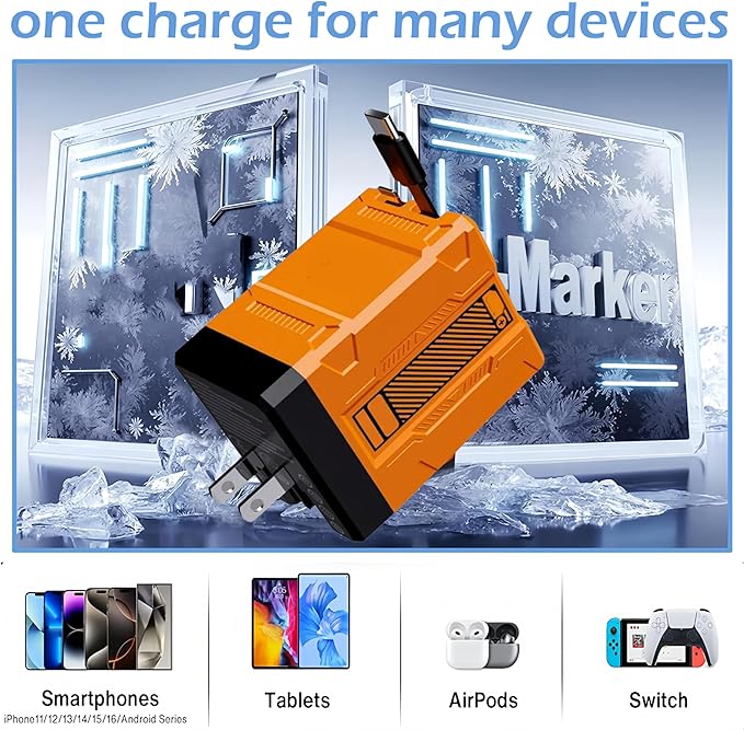 2-in-1 Fast Charging Adapter Compatible with 120W, 2026 New Scalable Retractable 120w Fast Charger Module, All in One Foldable Charging Adapter Wall Plug for Phone, Tablet, Laptops (White)