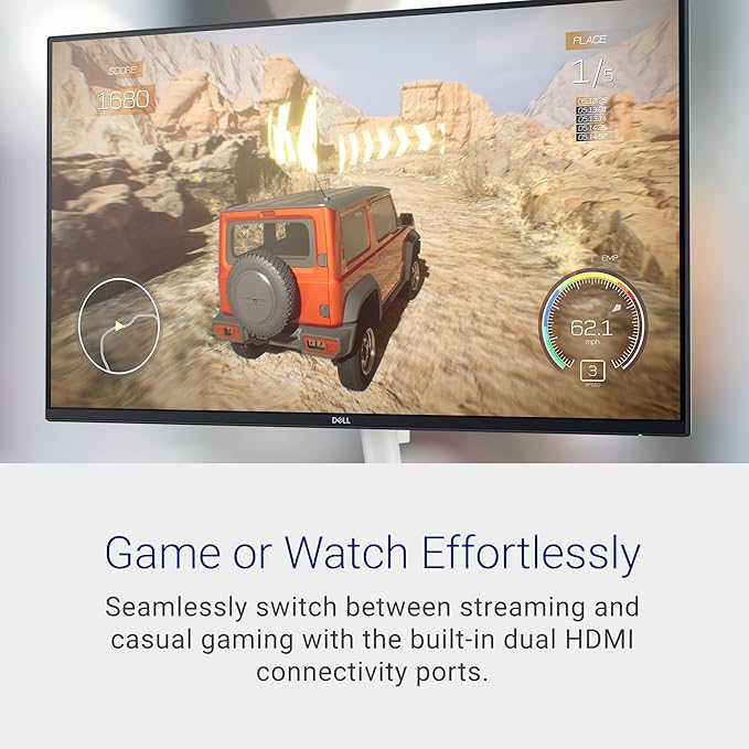 Dell S2725DS Monitor - 27 Inch, QHD (2560x1440) Display, 100Hz refresh rate, 1500:1 contrast ratio, TÜV Rheinland Eye comfort 4 Star, Integrated 2x5W speaker, Height/Tilt/Swivel/Pivot- Ash White color